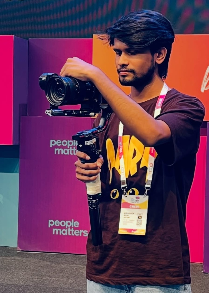 Abhishek Mani (@abhi_mani_) - Owner, CEO & Lead Cinematographer at 35mm_film._ holding cinema camera rig on gimbal
